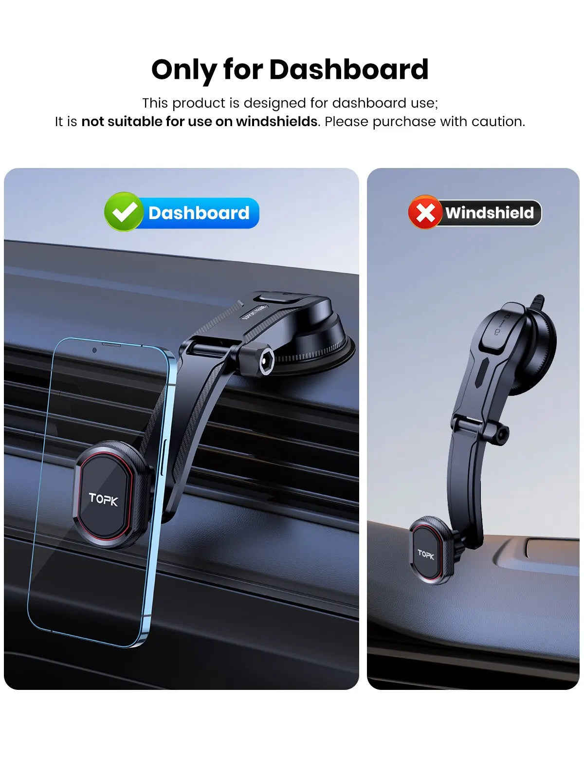 Car Phone Holder for Air Vent, Dashboard or Windscreen
