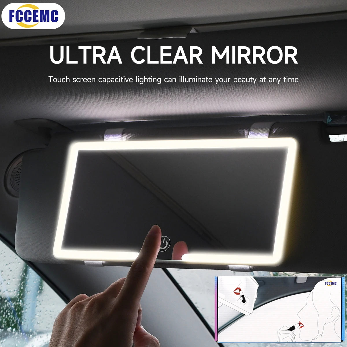 Rechargeable LED Car Visor Vanity Mirror